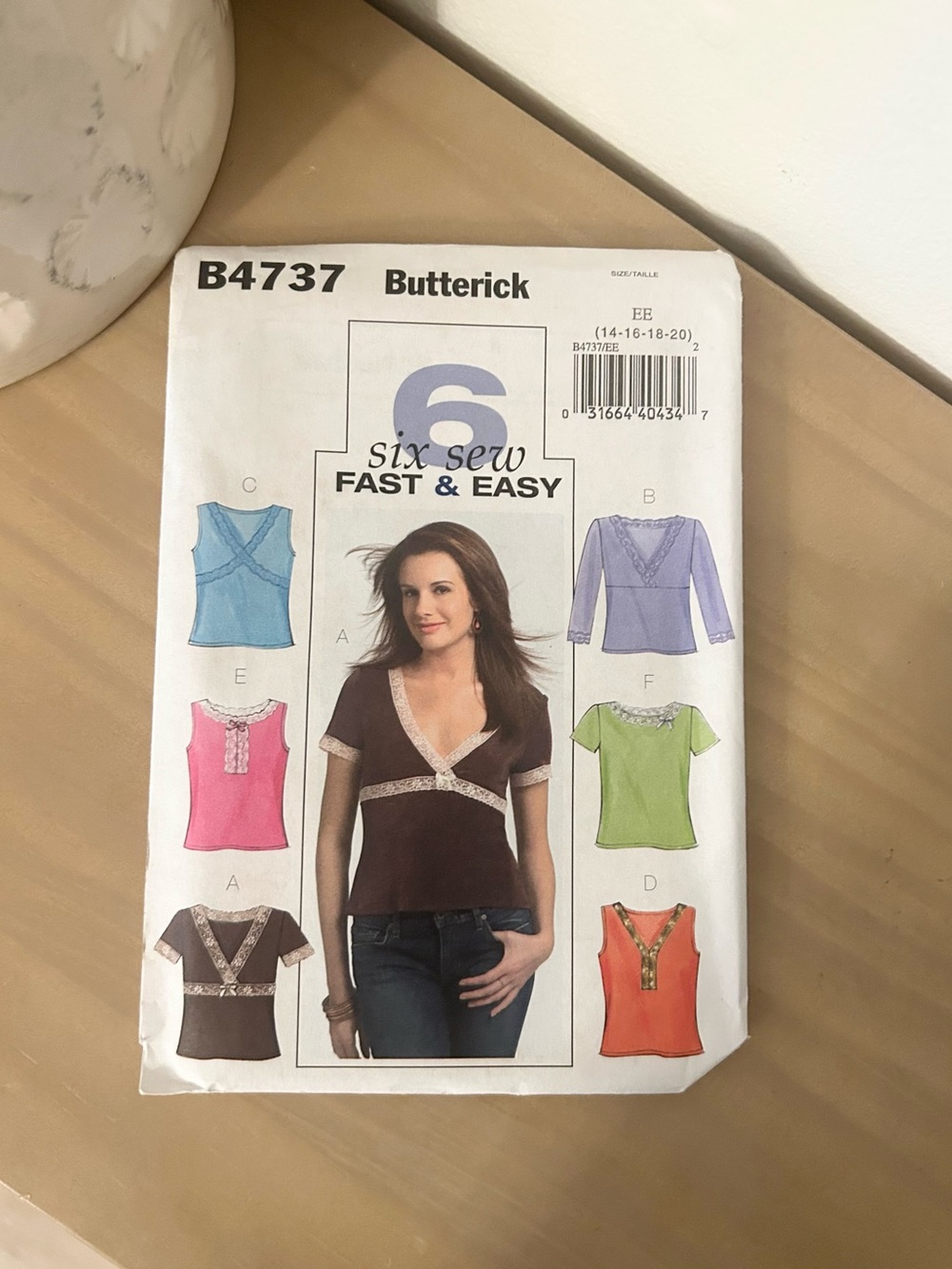 Vintage Butterick B4737 Women’s Lace Trim Top Sewing Pattern